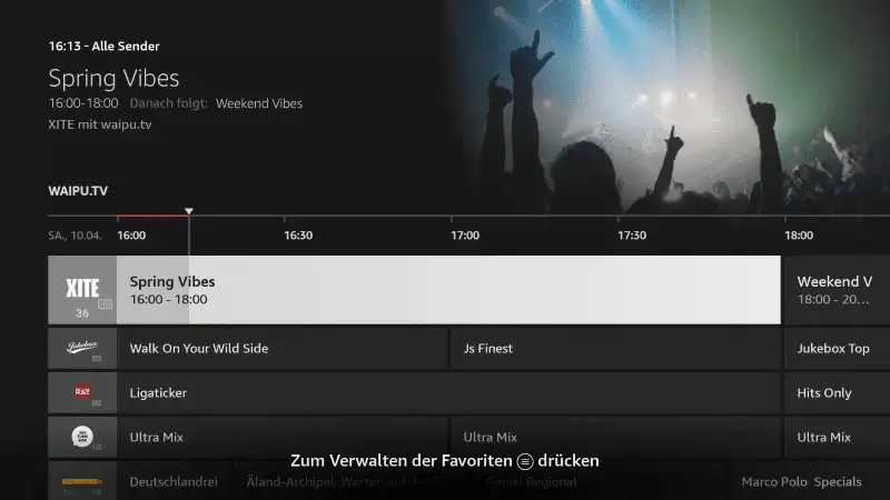 waipu.tv auf dem Fire TV Live TV